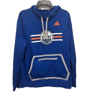 Edmonton Oilers Adidas Blue Men's Pullover Hoodie LARGE